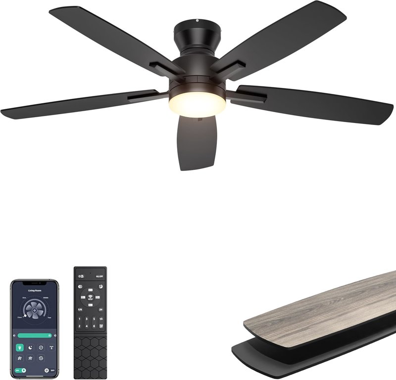 52-Inch Ohniyou Ceiling Fans with Lights, and Remote/APP Control - $55.00 (45% off) at Amazon.com