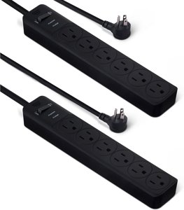 2ft Amazon Basics Rectangle 6-Outlet, 600 Joule Surge Protector Power Strip  at Amazon.com for $6.51 Free Shipping for Prime Members