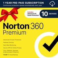 Norton 360 Premium 2026, Antivirus software for 10 Devices - $18.00 (82% off) at Newegg