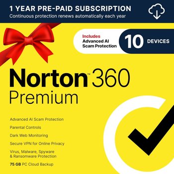 Norton 360 Premium 2026, Antivirus software for 10 Devices - $18 at Newegg